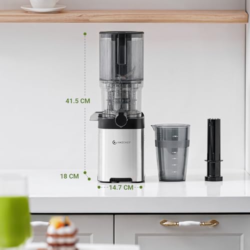 AMZCHEF Slow Juicer Entsafter 2 L, 136 mm Einfüllschacht, leise